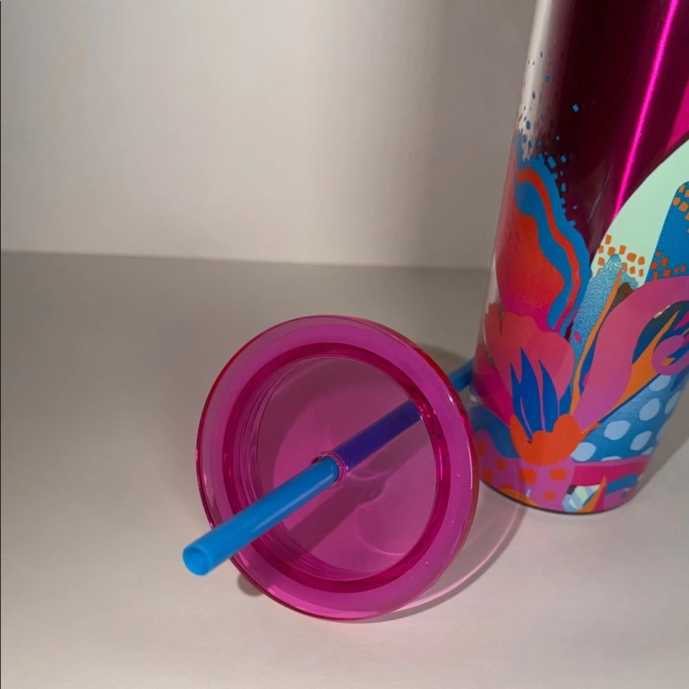 NWT Starbucks 2024 Summer Magenta Floral Stainless Steel Grande Tumbler 16oz
